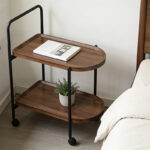 Βοηθητικό τραπέζι Whelea pakoworld τροχήλατο mdf-μέταλλο καρυδί-μαύρο 40x60x69εκ - Image 2