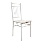 Τραπεζαρία Roza pakoworld σετ 5τμχ mdf sonoma με μεταλλικό λευκό πόδι 110x60x75εκ - Image 3