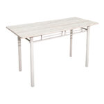 Τραπεζαρία Roza pakoworld σετ 5τμχ mdf sonoma με μεταλλικό λευκό πόδι 110x60x75εκ - Image 4