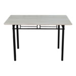 Τραπεζαρία Roza pakoworld σετ 5τμχ mdf sonoma με μεταλλικό μαύρο πόδι 110x60x75εκ - Image 5