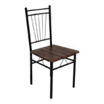 Τραπεζαρία Roza pakoworld σετ 5τμχ mdf καρυδί με μεταλλικό μαύρο πόδι 110x60x75εκ - Image 3