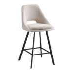 Σκαμπό μπαρ Initiate pakoworld κρεμ ύφασμα-πόδι μαύρο μέταλλο 48x56x98εκ