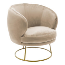 Πολυθρόνα Rony pakoworld βελούδο μπεζ-χρυσό 78x75x82εκ
