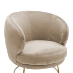 Πολυθρόνα Rony pakoworld βελούδο μπεζ-χρυσό 78x75x82εκ - Image 5