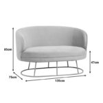 Καναπές διθέσιος Rony pakoworld βελούδο μπεζ-πόδι χρυσό μέταλλο 135x75x85εκ - Image 6