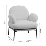 Πολυθρόνα Jaycob pakoworld μπουκλέ μπεζ-πόδι μαύρο μέταλλο 74x71x83εκ - Image 5