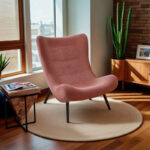 Πολυθρόνα-μπερζέρα Silla pakoworld μπουκλέ ύφασμα σε σάπιο μήλο απόχρωση 97x80x100εκ - Image 2