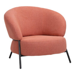 Πολυθρόνα Jennie pakoworld ύφασμα σε κεραμιδι απόχρωση με μαύρα μεταλλικά πόδια 84x84x71