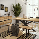 Μπουφές Imena pakoworld μασίφ ξύλο 4εκ φυσικό-μαύρο 148x43.5x86εκ - Image 2