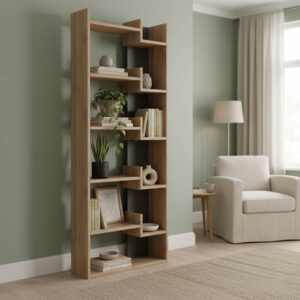 Βιβλιοθήκη Oppa pakoworld χρώμα σκούρο φυσικό - ανθρακί 61x22x162εκ