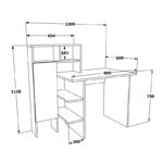 Γραφείο με βιβλιοθήκη Slate pakoworld χρώμα λευκό-φυσικό 120x60x112εκ - Image 4