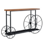 Κονσόλα Bike pakoworld χρώμα μαύρο-καρυδί 148x28x85εκ - Image 2