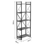 Βιβλιοθήκη Baker pakoworld καρυδί-μαύρο 66x34x180εκ - Image 5