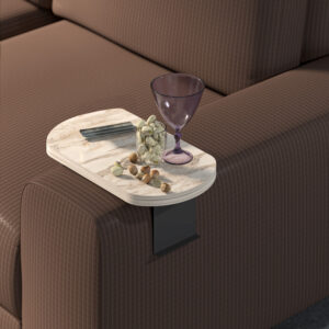 Βοηθητικό τραπεζάκι Linea pakoworld σε γκρι όψη μαρμάρου με μαύρα μεταλλικά πόδια 20x35x10εκ