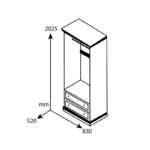 Ντουλάπα ρούχων δίφυλλη Mozart pakoworld χρώμα καρυδί 83x52x202,5εκ - Image 3