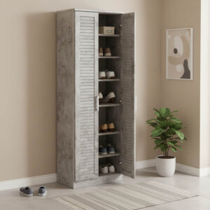 Παπουτσοθήκη-ντουλάπα SANTE pakoworld 21 ζευγών σε antique ανθρακί 60x37x183εκ