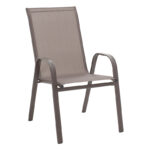 Τραπεζαρία Ensure-Calan pakoworld σετ 5τεμ μέταλλο-γυαλί καφέ 140x80x70εκ - Image 5