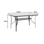 Τραπέζι Ensure pakoworld ανθρακί μέταλλο-tempered γυαλί 120x70x70εκ - Image 5