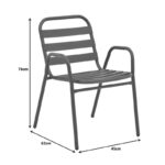 Πολυθρόνα Sussie pakoworld στοιβαζόμενη λευκό μέταλλο με φέτες αλουμινίου 45x62x76εκ - Image 2