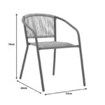 Πολυθρόνα Lindaria pakoworld στοιβαζόμενη μέταλλο σε σαμπανιζέ και pe rattan σε φυσική απόχρωση 54x63x74εκ - Image 8