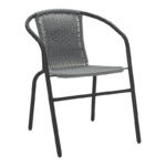 Τραπεζαρία Valor-Obbi pakoworld σετ 5τεμ μέταλλο μαύρο-γυαλί-pe γκρι 110x60x70εκ - Image 2