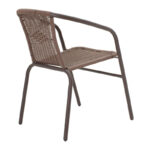 Τραπεζαρία Ensure-Obbi pakoworld 5τεμ μέταλλο σε καφέ απόχρωση 140x80x70εκ - Image 3