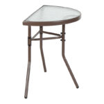 Τραπέζι ημικυκλικό Bion pakoworld γυαλί-μέταλλο σε καφέ απόχρωση 70x40x65εκ - Image 4