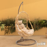 Κούνια Lacie pakoworld κρεμαστή μέταλλο καφέ-pe φυσικό-μαξιλάρι μπεζ - Image 2