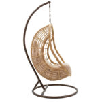 Κούνια Lacie pakoworld κρεμαστή μέταλλο καφέ-pe φυσικό-μαξιλάρι μπεζ - Image 4