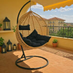 Κούνια Zafer pakoworld κρεμαστή pp σε φυσικό χρώμα και μαύρο μέταλλο 106x103x200εκ - Image 2