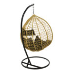 Κούνια Zafer pakoworld κρεμαστή pp σε φυσικό χρώμα και μαύρο μέταλλο 106x103x200εκ - Image 3