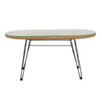 Τραπέζι Naoki pakoworld μέταλλο μαύρο-pe φυσικό-γυαλί 100x45x46εκ - Image 2