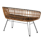 Καναπές 2θέσιος Naoki pakoworld μέταλλο μαύρο-pe φυσικό 120x55x79εκ - Image 4