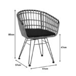 Πολυθρόνα Naoki pakoworld μαύρο μέταλλο-pe φυσικό - Image 2