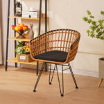 Πολυθρόνα Naoki pakoworld μαύρο μέταλλο-pe φυσικό - Image 3