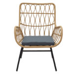 Πολυθρόνα Naoki pakoworld μέταλλο μαύρο-pe φυσικό-μαξιλάρι - Image 4