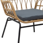 Πολυθρόνα Naoki pakoworld μέταλλο μαύρο-pe φυσικό-μαξιλάρι - Image 6