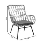 Πολυθρόνα Naoki pakoworld μέταλλο μαύρο-pe φυσικό-μαξιλάρι - Image 8