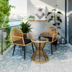 Πολυθρόνα Tanish pakoworld rattan φυσικό-πόδι μαύρο μέταλλο 58x58.5x87εκ - Image 2