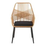 Πολυθρόνα Tanish pakoworld rattan φυσικό-πόδι μαύρο μέταλλο 58x58.5x87εκ - Image 3