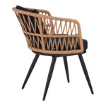 Πολυθρόνα Naoki pakoworld pe rattan -metal σε φυσική απόχρωση με μαύρα πόδια/μαξιλάρι 62x60x80εκ - Image 3