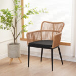 Πολυθρόνα Naoki pakoworld pe rattan -metal σε φυσική απόχρωση με μαύρα πόδια/μαξιλάρι 59x62.5x78εκ - Image 2