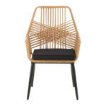 Τραπεζαρία Naoki-Tanish σετ 7τεμ pakoworld μέταλλο μαύρο-pe φυσικό-γυαλί 160x90x78εκ - Image 3