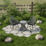 Τραπέζι Mabil pakoworld γυαλί - pe rattan σε γκρι απόχρωση Φ50x55εκ - Image 3