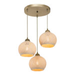 Φωτιστικό οροφής τρίφωτο PWL-1121 pakoworld Ε27 κρεμ-χρυσό Φ40x75εκ - Image 3