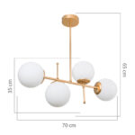 Φωτιστικό οροφής τετράφωτο PWL-1128 pakoworld Ε27 χρυσό 70x20x35εκ - Image 4