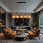 Φωτιστικό οροφής πεντάφωτο Salote pakoworld Ε27 σε καφέ-φυσική απόχρωση 100x18x24εκ - Image 2