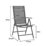 Πολυθρόνα Candor pakoworld ανθρακί μέταλλο και γκρι textilene 51.5x63.5x107εκ - Image 2
