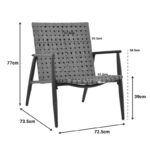 Πολυθρόνα Eamon pakoworld μαύρο αλουμίνιο και pe rattan σε καφέ απόχρωση 72.5x73.5x77εκ - Image 2