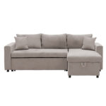 Γωνιακός καναπές-κρεβάτι αναστρέψιμος Lilian pakoworld ύφασμα μπεζ 225x148x81εκ - Image 4